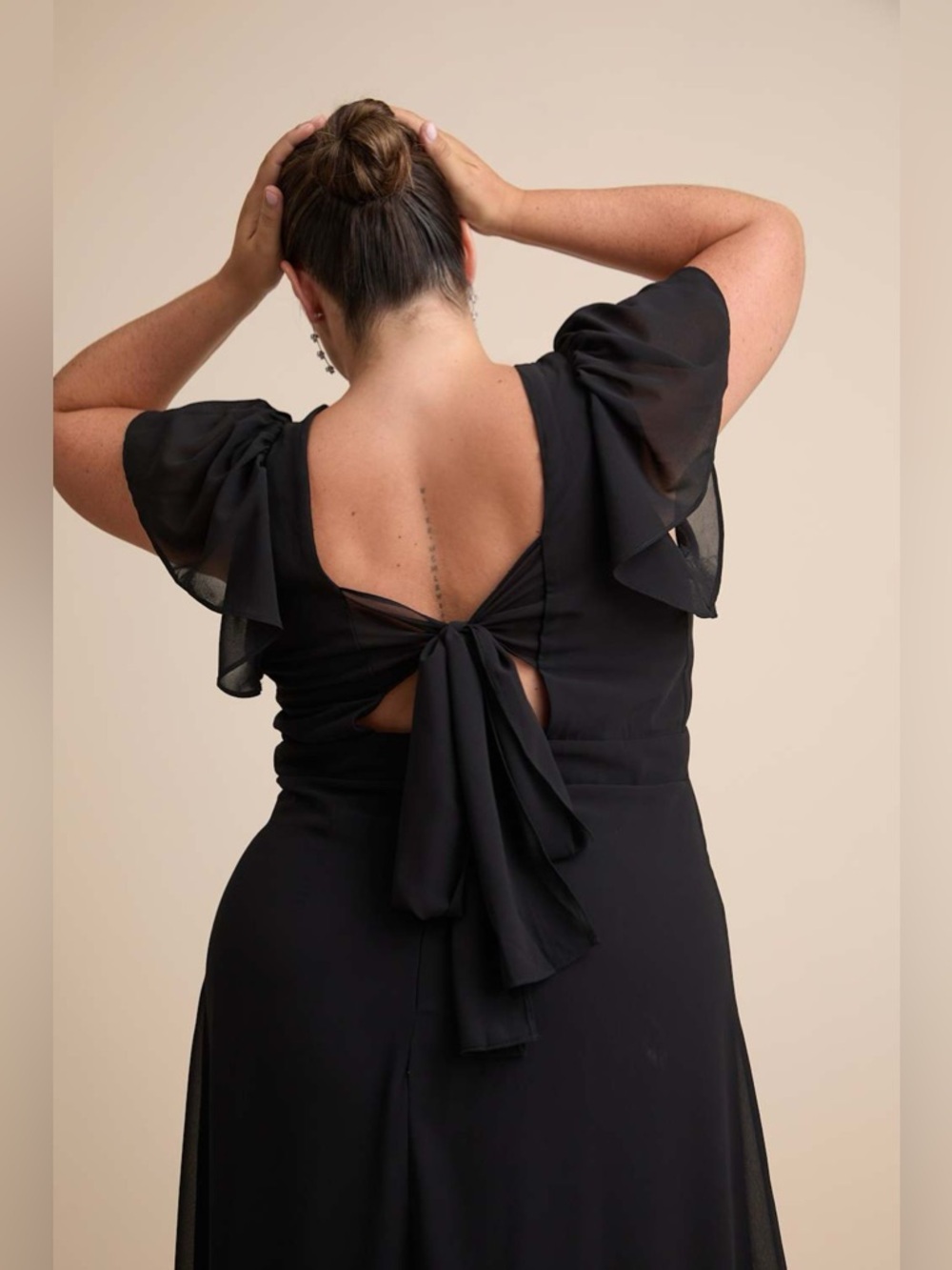 LULU'S Simply Delightful Black
Tie-Back Flutter Sleeve Maxi
Dress - Picture 2 of 12